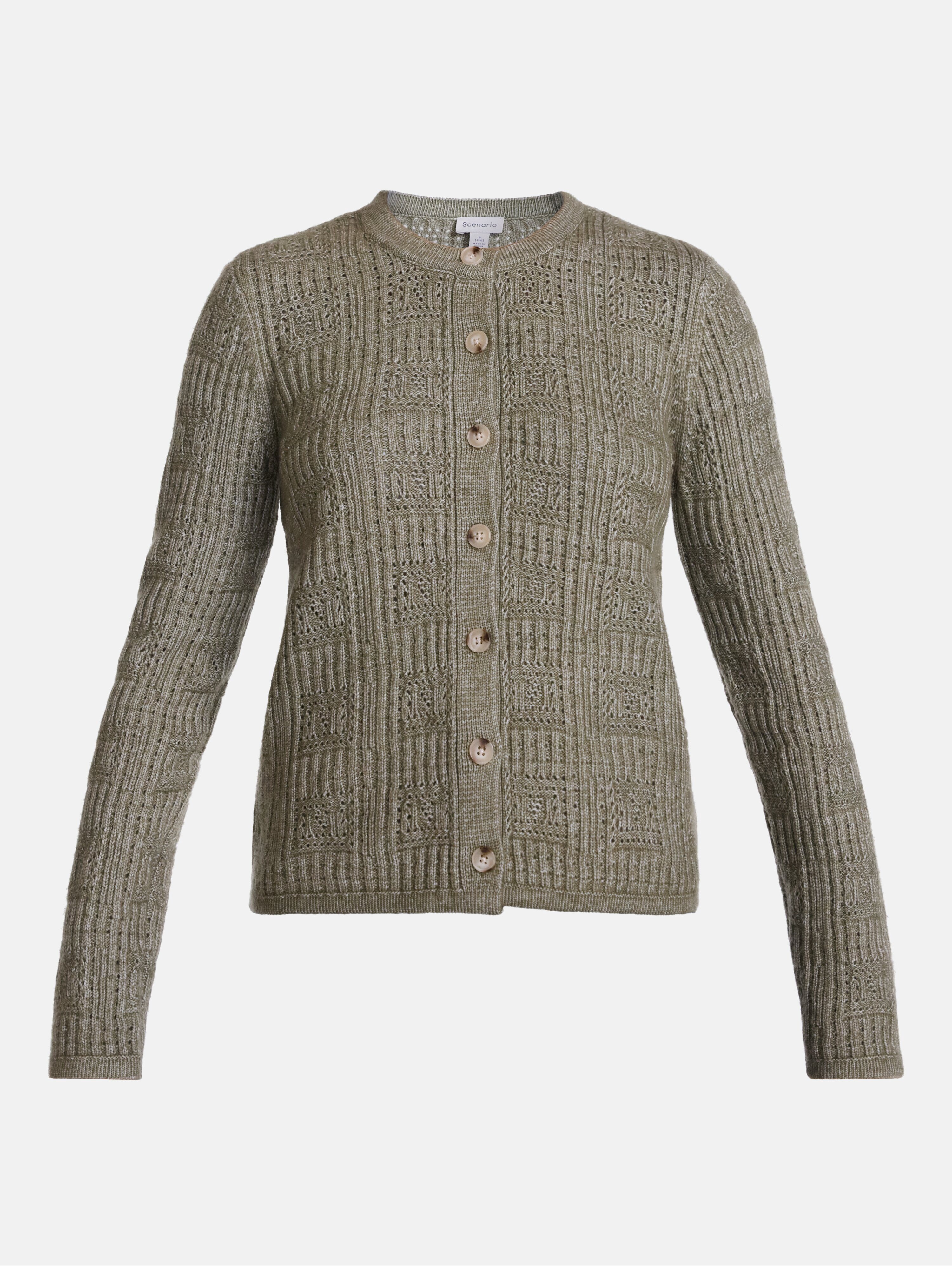 Scenario Women's Open Knit Cardigan Sweater with Long Sleeves, Lightweight, Sizes XS-XXXL