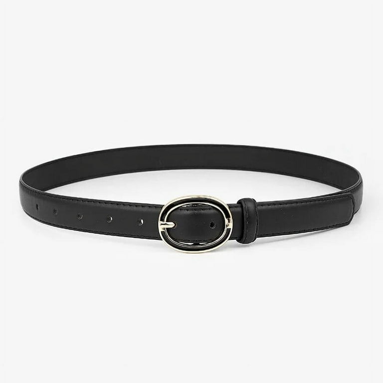JLMMEN Luxury Brand Belt Woman Gold Buckle Black Leather Belts for Women Jeans Fashion Ladies Waist Ceinture Femme Waistband