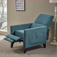 thumbnail image 3 of Recliners for Living Room, Mid Century Push-Back Fabric Recliner with Side Pocket, Rivet Accents & Birch Legs | Teal, 3 of 15