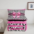 thumbnail image 5 of meiyoeat Gclassic Leopard Print Twin Comforter Sets For Girls,Cute Pink Coquette Bow Bedding Set,Black Reversible,2-Piece,1 Comforter and 1 Pillowcase, 5 of 7