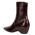 thumbnail image 4 of FSJ Women Pointed Toe Wedge Ankle Boots Sleek Leather Mid Heel Side Zipper Minimalist Booties Comfort Shoes Size 11 Burgundy, 4 of 4