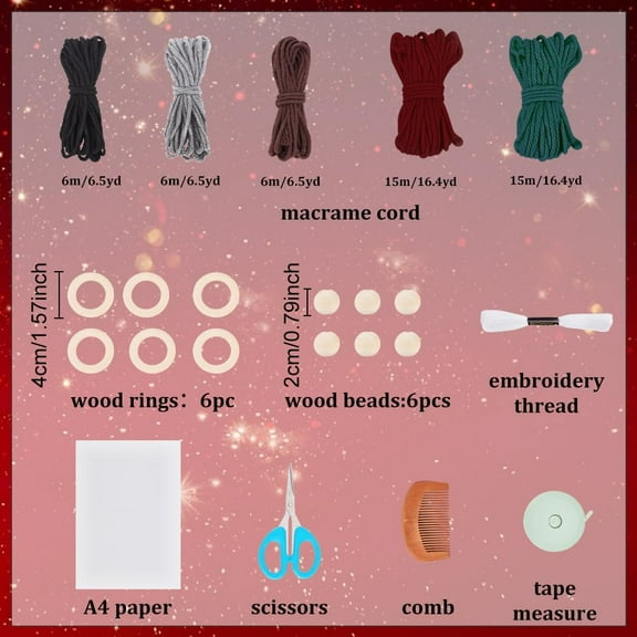 6Set Macrame Santa Claus Kit Macrame Gnome Kit Macrame Christmas Ornaments Macrame Santa Claus for Christmas Tree Macrame Starter Kit for Decoration Gift