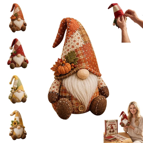 DIY Christmas Patchwork Gnome Sewing Kit, Beginner Friendly Handmade Craft Project, Plush Holiday Gnome Decor for Home Table Shelf Creative Gift