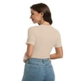thumbnail image 4 of Women's Crew Neck Ribbed Fitted Shirt Basic Short Sleeves Summer T Shirt Tops, 4 of 7