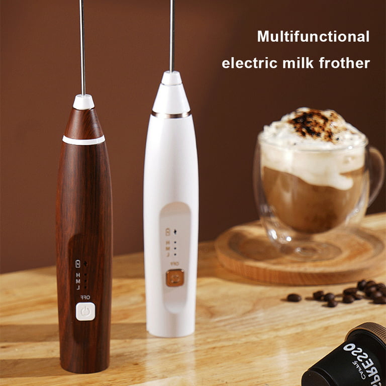 YUSWKO Milk Frother Handheld with 3 Heads, Electric Whisk Drink Foam Mixer  with USB Rechargeable 3 Speeds, Mini Frother for Coffee Latte, Cappuccino