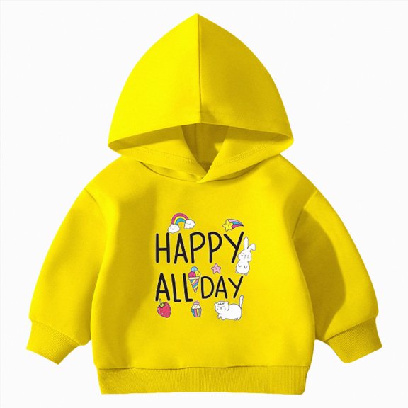 Ccpelsie Boys Pullover Hoodies Cute Graphic Printed Hooded Sweatshirt with Pocket for Little/Big Kids(Yellow,3-4 Years)