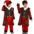 thumbnail image 2 of FYEGRE Toddler Boys Christmas Santa Suit Party Vest with Hat and Coat 4 Piece Festive Holiday Outfit Set for Children Red 7-8 Years, 2 of 7