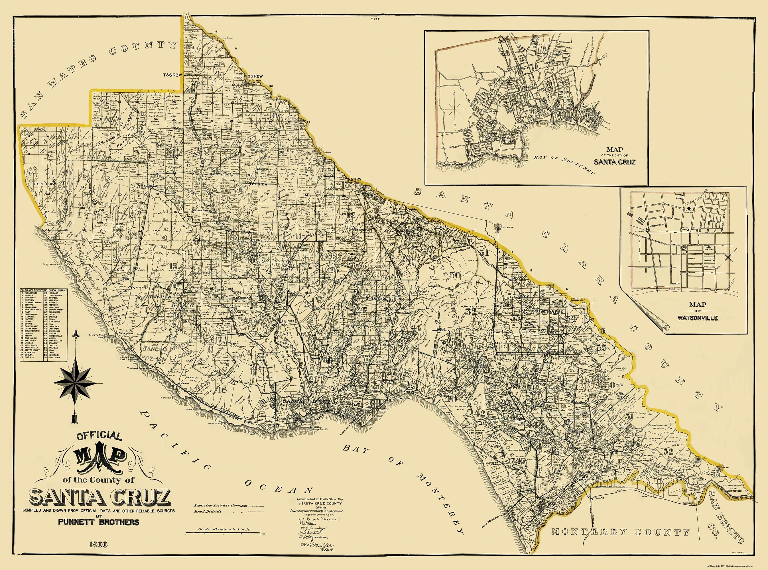 Santa Cruz County California Punnett 1906 31 x 23 Glossy