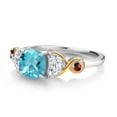 thumbnail image 3 of Gem Stone King 925 Silver and 10K Yellow Gold 3-Stone Ring Cushion Topaz Half Moon Moissanite (1.81 Carat Cttw) (Size 5), 3 of 4