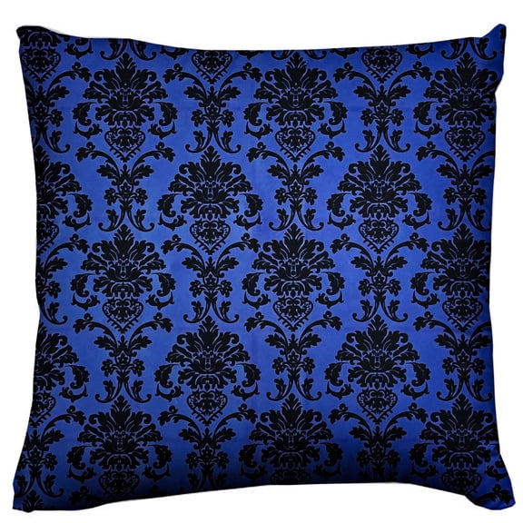 Floral Poplin Damask Decorative Throw Pillow/Sham Cushion Cover Royal Blue