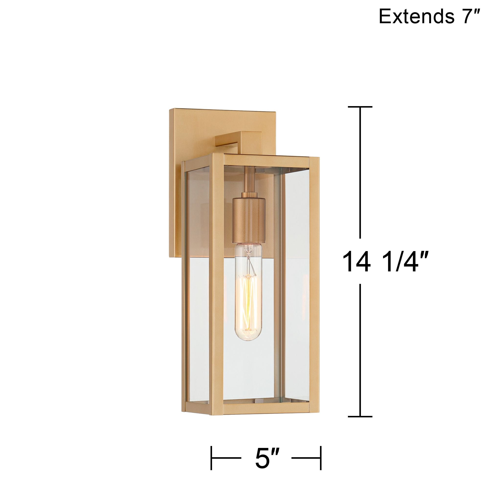 John Timberland Modern Outdoor Wall Light Fixture Soft Gold 14 1/4" Clear Glass for Exterior Barn Deck House Home Porch Yard Patio