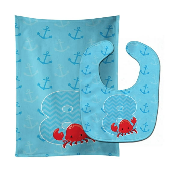 Nautical Month 8 Baby Bib and Burp Cloth