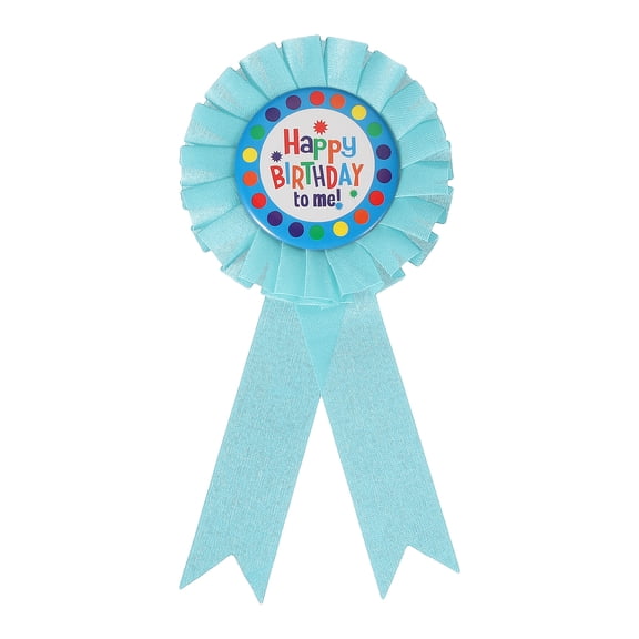 Uxcell 6" x 4" Birthday Ribbon, Award Ribbon Brooch Birthday Pin for Party Decorations, Light Blue