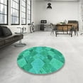 thumbnail image 3 of Ahgly Company Indoor Square Patterned Dark Turquoise Green Area Rugs, 7' Square, 3 of 6