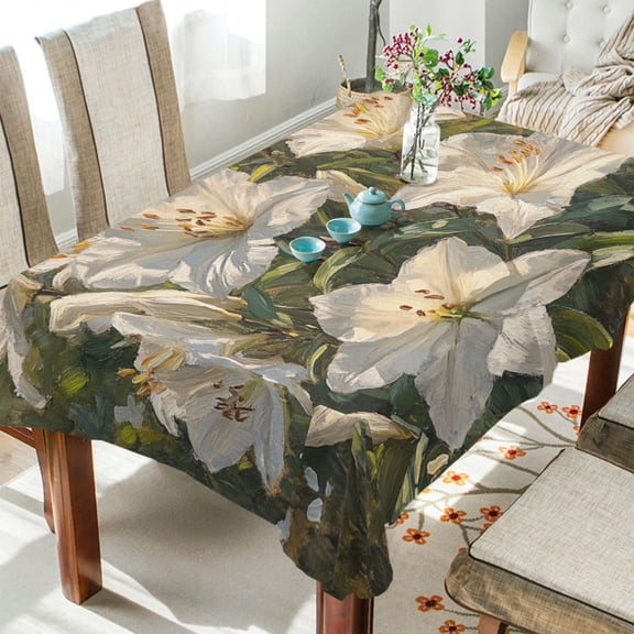 BZSMCE Square Tablecloth Flowers Blooming Pattern Tableclothes
