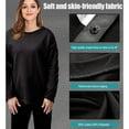thumbnail image 7 of Womens Long Sleeve Tee Tops Round Neck Solid Color Unisex Rehab Shirt with Discreet Shoulder Snaps Clothing Blouses, 7 of 7