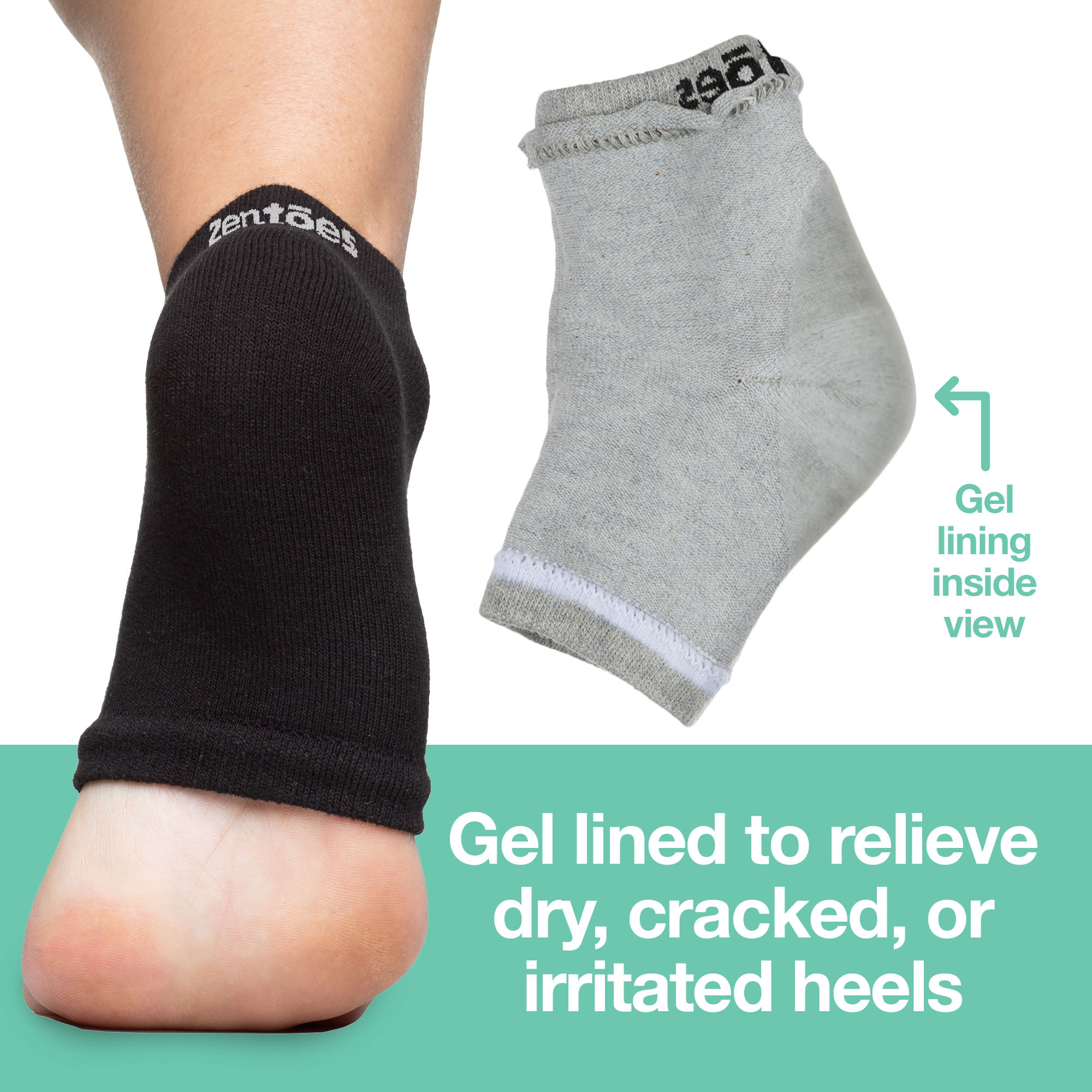 ERIN Moisturizing Heel Socks 2 Pairs Gel Heels Open Toe to Heal and Treat  Dry Feet & Heels Fast, Treatment, Pain Relief from Cracking Foot Skin  Socks