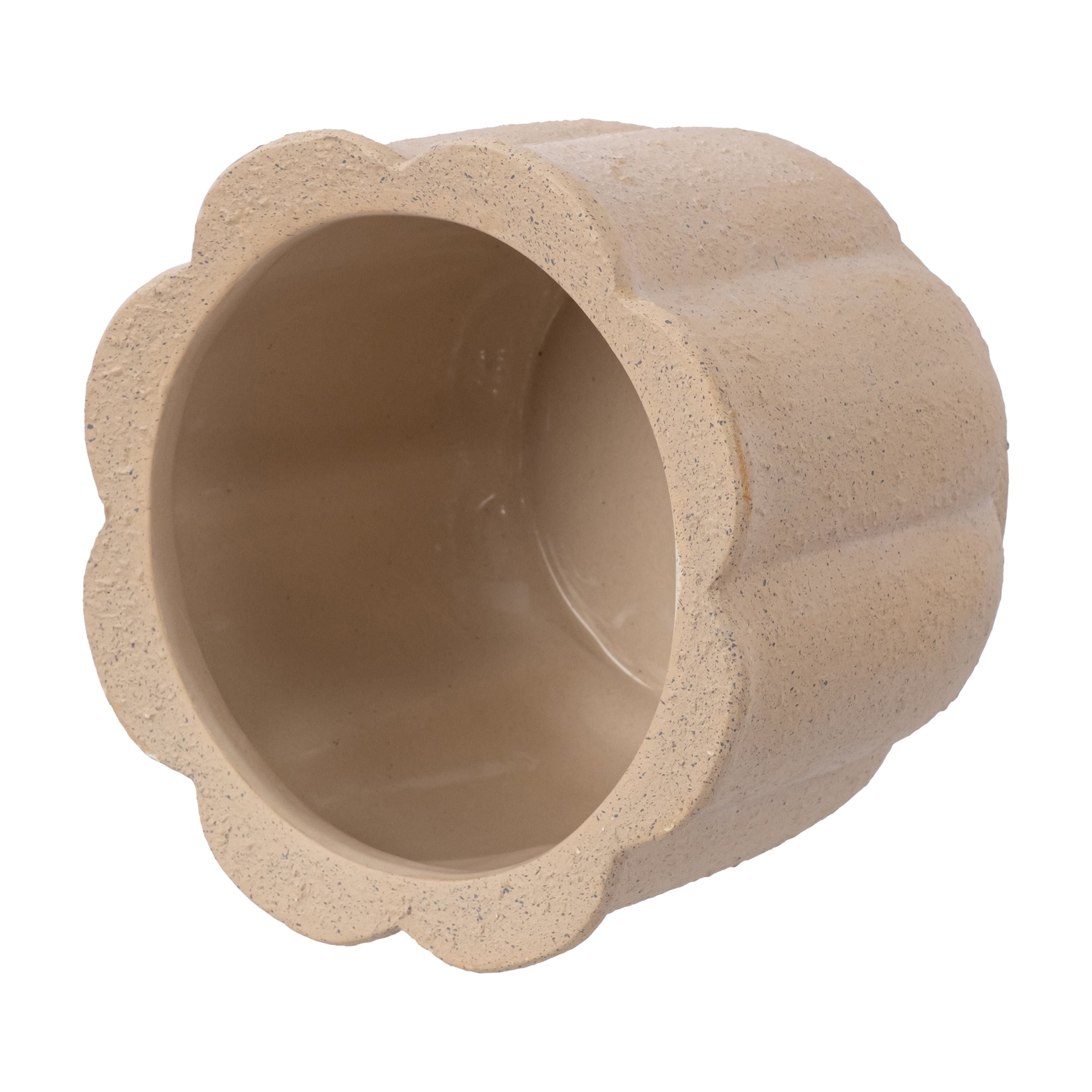 My Texas House 8" Ceramic Flower Planter Tan 8.2" Diameter x 6.5" Height