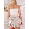 thumbnail image 6 of Rdhnmea Women's Fashion Mini Skirts Metallic Drawstring High Waist Skirts, 6 of 7