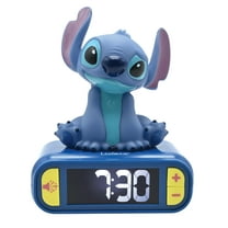 LEXiBOOK, Disney Stitch, Stitch Nightlight Alarm Clock, Sounds and Melodies, LCD Backlit Screen, Luminous, Snooze, Blue, RL800D