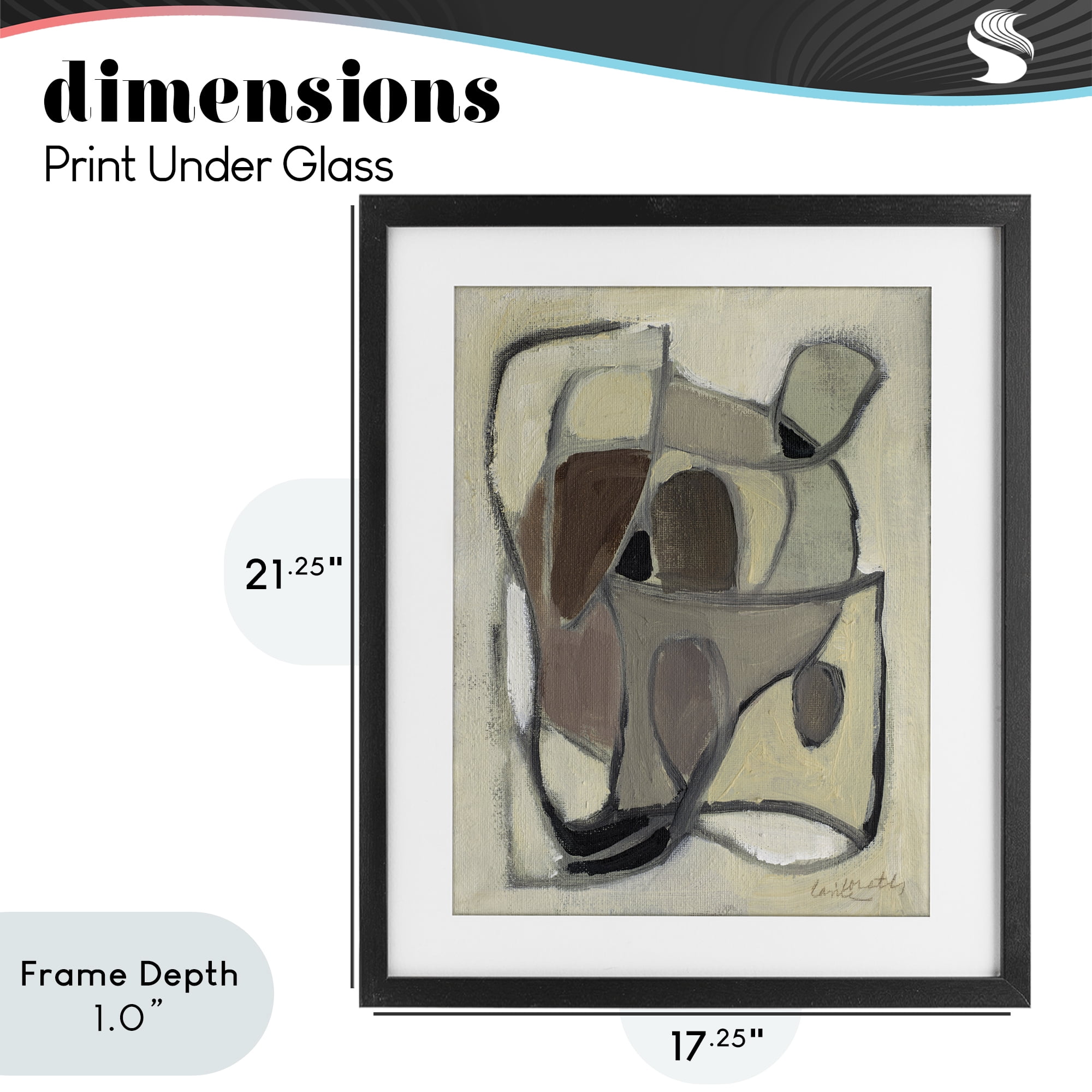 Stupell Industries Rustic Curved Shapes Abstract Black Framed Print Under Glass, design by Lanie Loreth