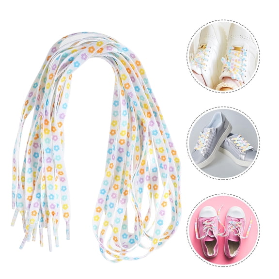 Homoyoyo 4 Pairs Cute Shoe Laces Floral Assorted Color Flat Use Clothes Drawstrings