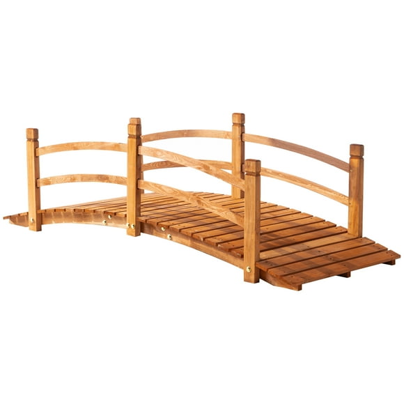 Outsunny 6FT Wooden Garden Bridge Classic Arc Footbridge, Orange