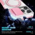 thumbnail image 6 of ELEHOLD Rugged Case for iPhone 15 Pro with Sliding Camera Lens Cover Rotation Ring Holder Stand Function Compatible with MagSafe Shockproof Cover for iPhone 15 Pro 6.1 Inch - White+Pink, 6 of 10