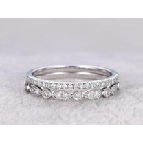 0.5 Carat 2 pcs Diamond Wedding Ring Set Stacking art deco wedding band Ring set with 18k Gold Plating