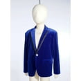 thumbnail image 5 of Yartina Boys Velvet Blazer Suit Jacket One Button Tuxedo Coat Outwear Royal Blue 8, 5 of 7