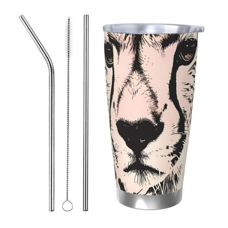 

Tideii Pink Cheetah Art for 20OZ Car Cup Stainless Steel Cold and Hot Cup with Lid Suitable for Outdoor and Home Unisex-Straw Three-piece Set