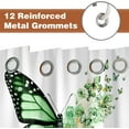 thumbnail image 4 of Green Butterfly Shower Curtain, Full Bloom Floral Retro Butterflies Flowers Aesthetic Bath Curtain, Rustic Sunflower Waterproof Fabric Bathroom Curtain Sets with Hooks, 4 of 4