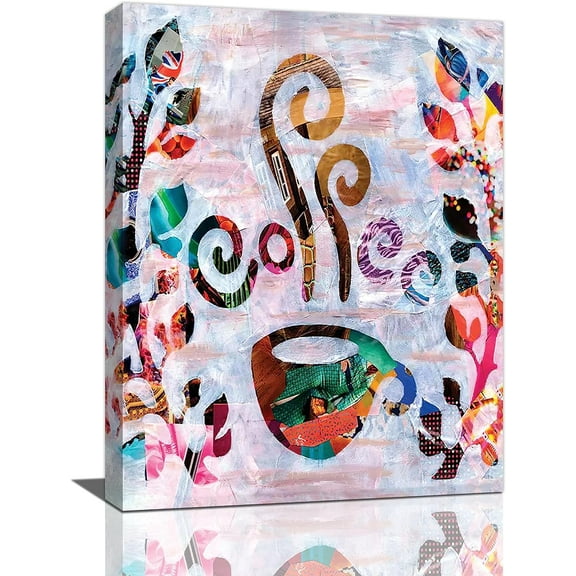 Abstract Banksy Coffee Kitchen Wall Art Graffiti Coffee Pictures Wall Decor Dining Room Canvas Painting Modern Artwork Home Decoration for Kitchen Cafe Coffee Bar Framed 12"x16"