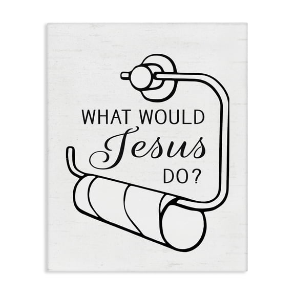 What Would Jesus Do Toilet Paper Canvas Wall Art, design by Lettered and Lined