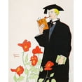 thumbnail image 2 of Penfield, Edward 12x14 Black Ornate Wood Framed with Double Matting Museum Art Print Titled - Man in academic dress, 2 of 4