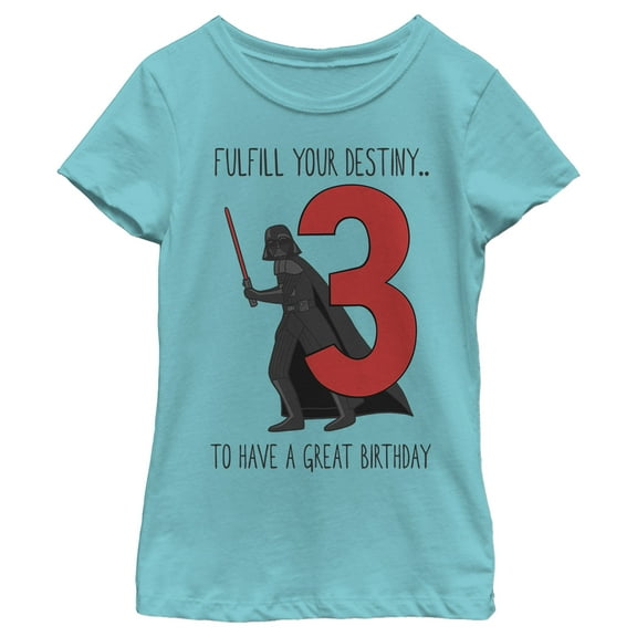 Girl's Star Wars Darth Vader Have a Great 3rd Birthday Graphic T-Shirt