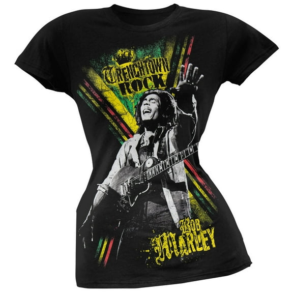 Bob Marley Women's Juniors Trench Rock Short Sleeve T Shirt