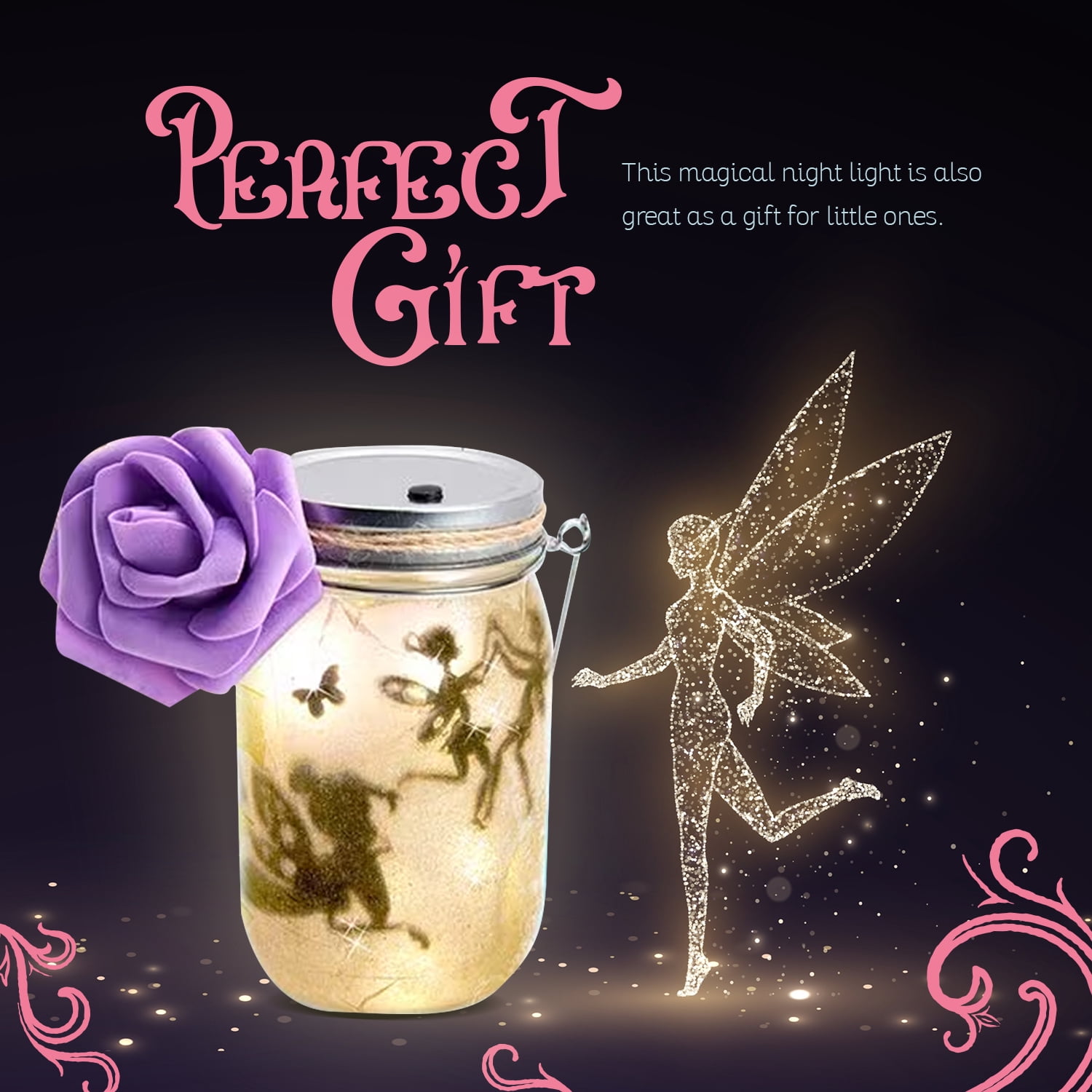 DIY Fairy Night Lights Craft Kit for Kids Ages 4–12, Fairy Lantern Jar Craft Set with Battery Powered Lights, Glitter & Decorations for Bedroom, Birthday & School Projects
