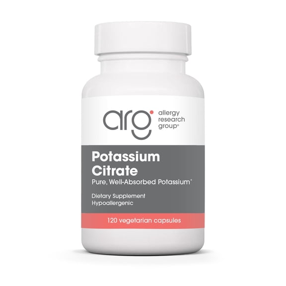 ARG Potassium Citrate - Delivers 99 mg Potassium - Well-Absorbed Mineral for Cellular & Muscle Function - 120 Servings - 120 Capsules
