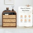thumbnail image 6 of YOCWO 3 Drawer Nightstand with Burl Wood Finish, Bedside Table with Curve Edge for Bedroom, Walnut, 6 of 7