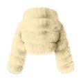 thumbnail image 4 of ICHUANYI Clearance Women's 2023 Winter Fleece Cropped Jacket Faux Long Sleeve Warm Outerwear Fall Clothes(Beige, XL) ICHUANYI WER2023081510980, 4 of 5