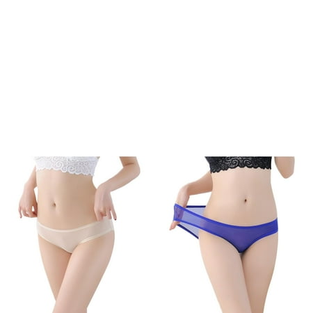 Wijhcboe 2 Pack Womens High Women Underwear Low Waist Sheer Mesh Panties for Women Thong plus Size Briefs Cute Seamless Panties Deal for Today For plus Size Silk Panties Women S Underwear