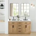 thumbnail image 2 of Gavino 60" Wood Vanity in Light Brown with Composite Stone Top and Mirror, 2 of 17
