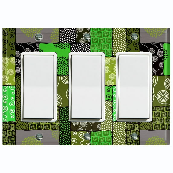 Metal Light Switch Plate Cover Safari African Tribal Art Pattern Neon Green SFR012