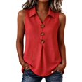 thumbnail image 2 of Harpily Cotton Linen Tank Tops for Women Sleeveless Half Button with Three Wooden Buttons Front Summer Casual Blouse Shirts, 2 of 4