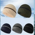 thumbnail image 4 of Xfvqtps Unisex Beanie for Men and Women Knitted Stripe Vintage Hip Hop Stretch Soft Windproof Coldproof Warm Outdoor Winter Skull Cap Beige, 4 of 4