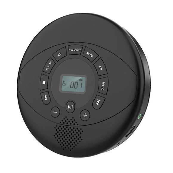Reproductor de CD portátil Walkman con Bluetooth, altavoz integrado, recargable y con puerto USB/AUX/para auriculares.