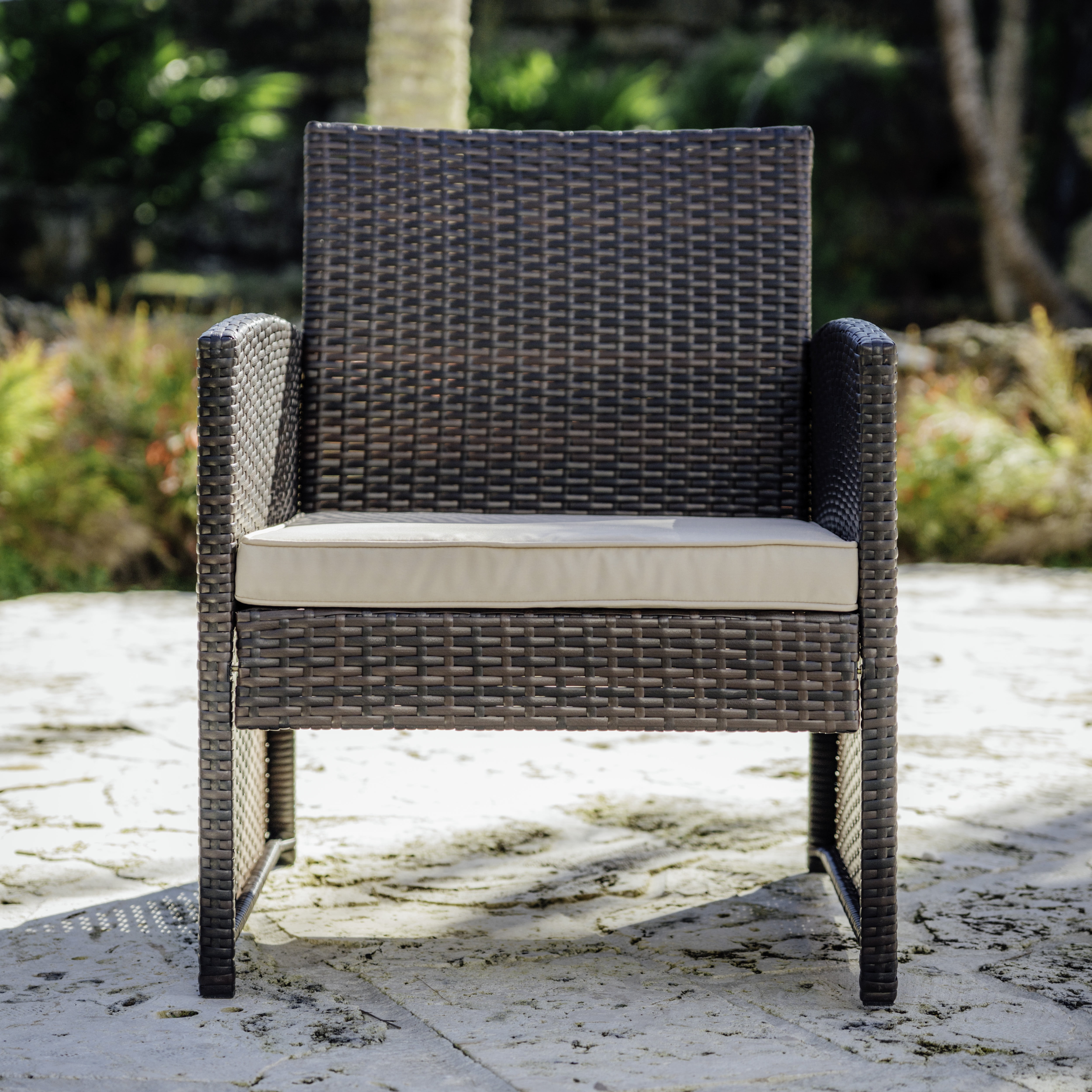 Lammaloe Outdoor Patio Furniture Sets 3 Piece, Outdoor Furniture with 2 Chairs & Storage Side Table, Porch Furniture Patio Set, Brown/Beige
