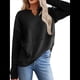 thumbnail image 2 of Camisetas Henley de Larga con Cuello en V para Mujer, Túnicas de Punto Informales, Conjuntos de Otoño con Abertura para el Pulgar. Negro XL, 2 of 6