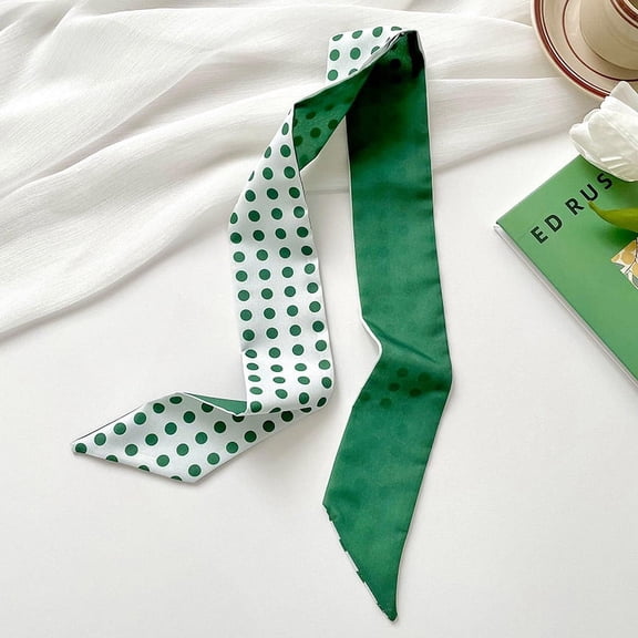 ERDOUY Elegant Personalized Scarf, Long Small Scarf, Thin Narrow Strap Scarf, Neck Tie, Hair Tie Bag Decoration, Hand Gift Ribbon -1 Piece (Green-A)